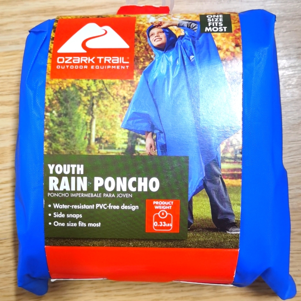 Ozark Trail Youth Rain Poncho One Size Blue